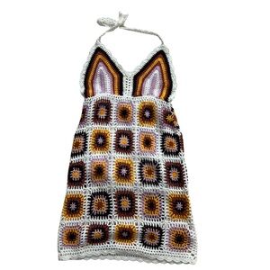 Petal & Pup Crochet Halter Dress with Vibrant Patterns